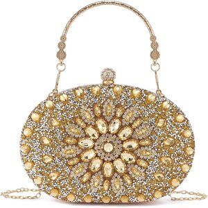 Sparkly Gold Evening Clutch with Rhinestones - Perfect for Weddings & Parties
